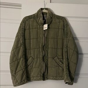 Free People Dolman Quilted Jacket in Green NTW
